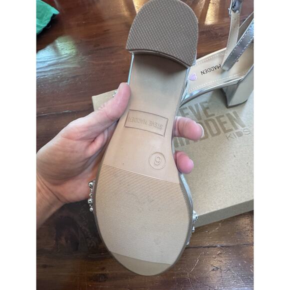 Steve Madden JCarrson Open Toe Formal Ankle Strap Silver Beads Sz 6 NIB $60 - Picture 7 of 16